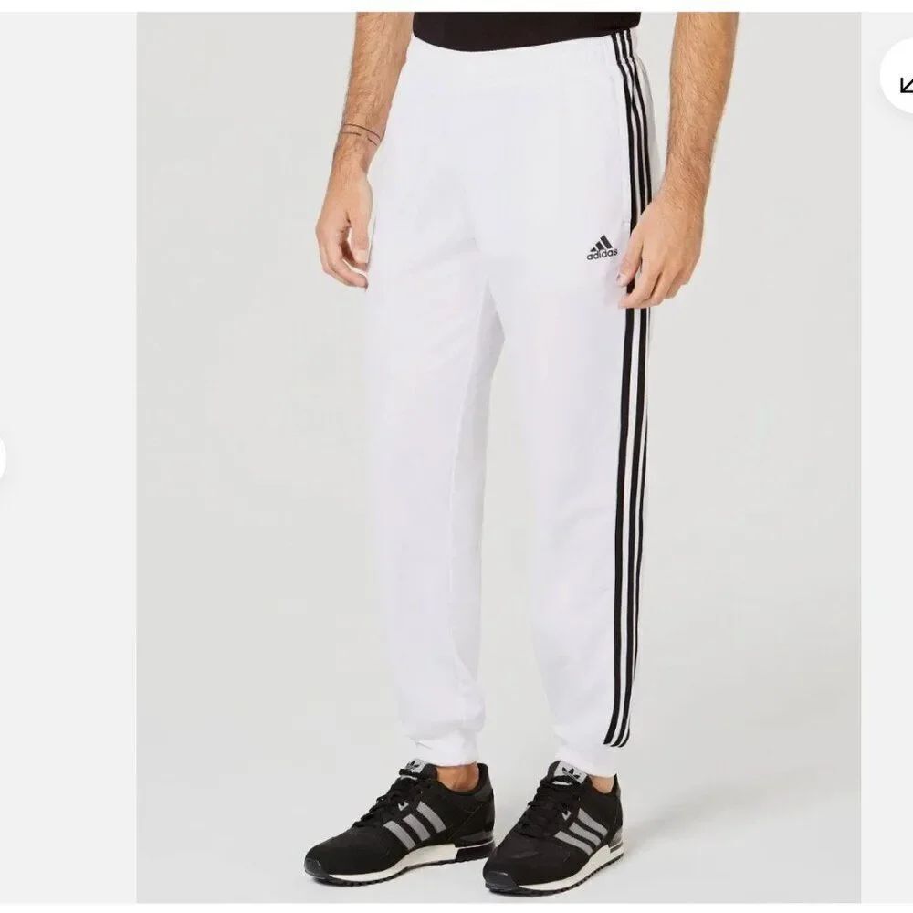 Adidas white and black Mens jogger track pants size small NWT